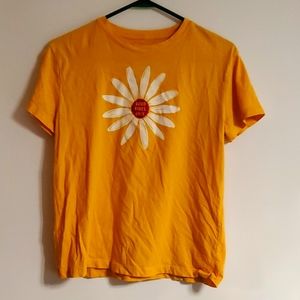 Fifth Sun yellow t-shirt with a sunflower on the front- medium